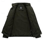 cheap Men&#039;s Graphic Jackets &amp; Coats-Men&#039;s Cotton Embroidered Military Jacket Windbreaker with Shoulder Straps Long Sleeve Standing Collar Multi-Pockets Trucker Jacket US Flag Print Tactical Outerwear