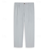economico Attività commerciale-Per uomo Pantaloni di lino Pantaloni estivi Bottoni Tasca frontale Gamba dritta Liscio Comfort Traspirante Informale Giornaliero Per eventi Di tendenza Essenziale Nero Bianco