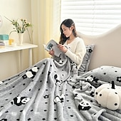 abordables Couvertures de lit-Couverture de lit en velours de coton avec motif panda - ultra douce et confortable pour un confort en toute saison - imprimé panda adorable et fantaisiste - parfait pour ajouter une touche de fun à votre chambre