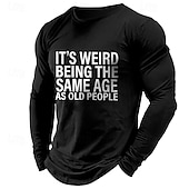 baratos Camiseta gráfica masculina-Com letras estampadas Engraçado Preto Verde Azul Escuro Camiseta Homens Gráfico 100% Algodão Camisa Esportes Clássico Camisa Manga Longa Camiseta confortável Verão Outono Roupas de estilistas S M L