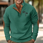 preiswerte Einfache Sweatshirts-Herren Sweatshirt Pullover Sweatshirt mit Viertelreißverschluss Schwarz Weiß Marineblau Grün Troyer Halber Reißverschluss Farbblock Baum Sport &amp; Natur Täglich Festtage Kord Strassenmode Basic