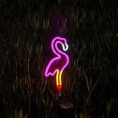 tanie Oświetlenie krajobrazowe-Solarne flamingi trawnik światła zewnętrzne wodoodporne ścieżka ogrodowa trawa z oświetlenie krajobrazu patio światło halloween boże narodzenie atmosfera dekoracja podwórka 1/2 szt