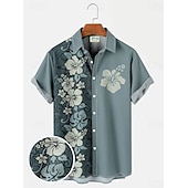 preiswerte Ethnisches Muster-Herren Farbblock Westernhemd Knopfhemd Cowboy-Shirt Kurzarm Modisch Strassenmode Designer Outdoor Täglich Festtage Sommer Frühling Umlegekragen Bedruckt Button-Down Weiß Gelb Hellgrün Rosa Schwarz