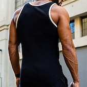 cheap Running Tee &amp; Tank Tops-Men&#039;s Workout Tank Top Running Tank Top Gym Tank Top Patchwork Sleeveless Vest / Gilet Casual Athleisure Breathable Quick Dry Soft Gym Workout Running Walking Sportswear Activewear Color Block Black
