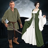  koppels retro vintage middeleeuwse renaissance outfits halloween groep koppels kostuums piraat viking ranger vikings: valhalla mannen vrouwen halloween carnaval optreden larp