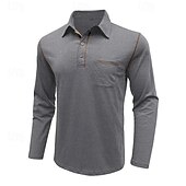 preiswerte Klassisches Poloshirt für Herren-Herren Golfhemd Golfpolo Arbeit Casual Kargen Langarm Basic Modern Farbblock Patchwork Taste Frühling &amp; Herbst Regular Fit Wein Schwarz Armeegrün Königliches Blau Dunkelgrau Braun Golfhemd