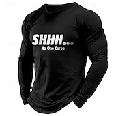 Camiseta gráfica de manga larga para hombres "SHHH... A nadie le importa" Humor sarcástico de estilo de vida abordables Camiseta gráfica para hombres-Camiseta gráfica de manga larga para hombres "SHHH... A nadie le importa" Humor sarcástico de estilo de vida
