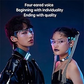 お買い得  ビジネスヘッドセット-m21 tws ワイヤレスヘッドフォン カップル ノイズキャンセリング ブルートゥース イヤホン 9d ステレオ スポーツ 防水 4 イヤホン ヘッドセット マイク付き
