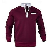 Men's Sweatshirt Quarter Zip Sweatshirt Black Navy Blue Fuchsia Light Grey Dark Gray Half Zip Color Block Patchwork Sports & Outdoor Daily Holiday Polyester Streetwear Basic Casual Spring & Fall 26