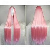 cheap Party Wigs-Black Wigs for Women The Addams Family Wig Long Black Wig Cosplay Wig Synthetic Wig Cosplay Wig Long Azure Light Brown Lake Blue Blonde Pink Synthetic Hair 34 Inch Women&#039;S Halloween Wigs