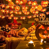 olcso Halloween szabadtéren-hálaadás juharlevél zsinór lámpák 10/20/40 led füzér lámpák akkumulátor / usb táplálás halloween karácsonyi esküvői buli ünnep kerti erkély dekoráció