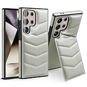 abordables Carcasas Samsung-teléfono Funda Para Samsung galaxia S24 Ultra Plus S23 Ultra Plus S22 Plus Ultra S25 Ultra Funda Trasera con Soporte Soporte de carga inalámbrica Ranura para tarjetas Retro TPU Cuero de PU