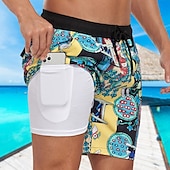 baratos Calções de Banho Masculinos-Homens Calção Justo de Natação Shorts de Natação Bermuda de Surf Bolsos Com Cordão Cintura elástica Com forro de compressão Calção Ao ar livre Praia Piscina Secagem Rápida Leve Macio Natação Praia
