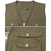 cheap Men's Fishing Vest-Men's Fishing Vest Hiking Vest / Gilet Sleeveless Outerwear Jacket Travel Cargo Safari Vest Top Outdoor Windproof Multi-Pockets Quick Dry Lightweight Fall Spring Cotton Army Green Khaki Hunting