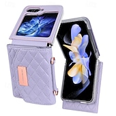 Недорогие Чехлы для Samsung-телефон Кейс для Назначение SSamsung Galaxy Z-флип 6 Z Flip 5 Z Flip 4 Z Flip 3 Кошелек для карт с ремешком Разъем для карты Защита от удара Ретро Настоящая кожа ТПУ