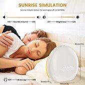 זול אורות דקורטיביים חכמים-שעון מעורר חכם LED עם אור זריחה להקיץ אנשים שישנים קשות עם 12 צבעים שונים של תאורת לילה 5 סטים של צלילי טבע ורדיו FM מאמן שינה חכם