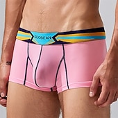 preiswerte Boxershorts für Herren-Herren 1 pc Unterwäsche Boxer Boxer-Shorts Nylon Atmungsaktiv Weich Komfortabel Farbblock Buchstabe Mittlere Hüfthöhe Schwarz Weiß