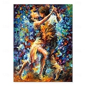 olcso Portrék-kézzel készített olajfestmény vászon fali művészet dekoráció figura absztrakt kés rajz színes tánc lakberendezéshez hengerelt keret nélküli feszítetlen festmény