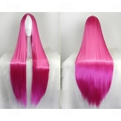 cheap Party Wigs-Black Wigs for Women The Addams Family Wig Long Black Wig Cosplay Wig Synthetic Wig Cosplay Wig Long Azure Light Brown Lake Blue Blonde Pink Synthetic Hair 34 Inch Women&#039;S Halloween Wigs