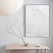 preiswerte Stillleben-Gemälde-3D-Ölgemälde in Weiß, handgemalt, dickes strukturiertes Ölgemälde, handgemaltes beige-weißes Gemälde auf Leinwand, abstraktes 3D-Ölgemälde in Weiß mit Struktur, Wandkunst, Gemälde für Wohnzimmer,