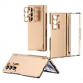 Недорогие Чехлы для Samsung-Чехол для телефона для Samsung Galaxy Z Fold 6 Z Fold 5 Z Fold 4 Z Fold 3 Задняя крышка с защитой экрана Магнитный Полноразмерный защитный Ретро броня PC
