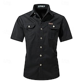 economico Camicie da lavoro da uomo-Per uomo Camicia Camicia Estiva Camicia casual Camicia con Bottoni Camicia cargo Blu denim Nero Giallo Rosso Kaki Manica Corta Semplice Colletto a Camicia Vacanza Camicia hawaiana Tasca Abbigliamento