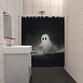 billige Halloween-bad-Dusjgardiner &amp; Kroker Sølv Moderne polyester Vanntett