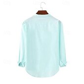 economico Camicie Popover da Uomo-Per uomo Camicia Camicia popover Camicia Estiva Camicia casual Camicia da Spiaggia Nero Bianco Verde chiaro Azzurro Manica Lunga Semplice Colletto alla coreana Vacanza Camicia hawaiana Bottonato