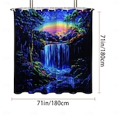 cheap Shower Curtains-Shower Curtain with Hooks 180cm*180cm(70&quot;*70&quot;) Polyester Washable Waterproof Forest Waterfall Pattern Bathroom Bathtub Decor