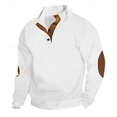 abordables Sudaderas Básicas_-Hombre Sudadera Negro Blanco Verde Ejército Caqui Gris Cuello Mao Bloque de color Retazos Deporte Diario Festivos Texturizado Ropa de calle Básico Casual Primavera &amp; Otoño Ropa Sudaderas con capucha
