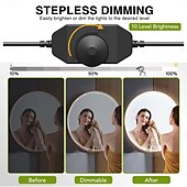 abordables Luces de tira de enchufe-Kit de luz LED para espejo de tocador, 2-5 metros, flexible, sin cortes, para tocador, espejo de tocador, vestidor, kit de tira flexible regulable con regulador de intensidad y fuente de alimentación,