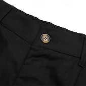 baratos Negócios-Homens Calção Shorts de linho Shorts sociais Shorts de verão Short plissado Bolsos Pregas Perna reta Tecido Conforto Respirável Comprimento do joelho Formal Trabalho Diário Moda Roupa de rua Preto