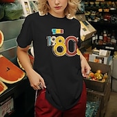 billige Retro grafikk-retro vintage t-skjorte basic t-skjorte 80-talls for kvinners voksnes hot stemplingsfest uformell daglig bomullsblanding
