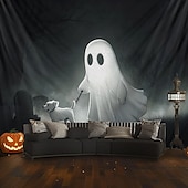 billiga Halloween dekoration-halloween dekorationer hängande gobeläng spöke gå hund väggkonst stor gobeläng väggmålning dekor fotografi bakgrund filt gardin hem sovrum vardagsrum dekoration