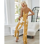 halpa Naisten haalarit-naisten pyjama solmioväri yksinkertainen mukava pehmeä kotisänky polyesteri spandex mukava pyöreä pääntie pitkä housutasku kesäkevät kotiasut