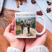 levne Svatební dar-Personalizovaný hrnek na kávu vlastní obrázek text nebo logo keramický hrnek - vlastní svatební dárek pro pár přizpůsobitelný 11 oz čajový hrnek bílý - černý