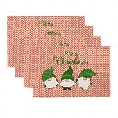 abordables Figuras coleccionables-Juego de 4 manteles individuales navideños de algodón y lino para decoración de mesa de invierno, fiestas, cocinas, comedores, etc., de temporada, para exteriores, interiores y exteriores, 30 x 45 cm