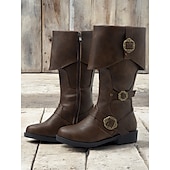 cheap Vintage Boots-Women&#039;s Vintage Mid-Calf Witch Boots with Decorative Buckles and Folded Cuff - Vintage Pirate Style Cosplay Costume Shoes