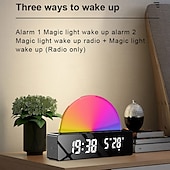 abordables Lumières intelligentes-Lumière LED intelligente réveil lumineux simulateur d&#039;aube lampe soleil de chevet lumière nocturne multicolore avec chargeur USB