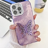 お買い得  iPhone用ケース-電話 ケース 用途 iPhone 16 Pro Max プラス iPhone 15 14 Pro Max Plus iPhone 13 Pro Max バックカバー スタンド付き カメラレンズプロテクター 耐衝撃 バタフライ 仕上げ PC