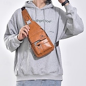 levne Pánské tašky-pánská hnědá crossbody kabelka z umělé kůže s mnoha kapsami na zip a nastavitelným popruhem, stylová a funkční pro každodenní použití