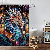 tanie Zasłony prysznicowe-Zasłona prysznicowa z haczykami 180cm*180cm (70&quot;*70&quot;) z poliesteru zmywalna wodoodporna z wzorem do dekoracji łazienki z motywem zwierząt i kwiatów