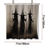 cheap Halloween Bath-Halloween Flower Witch Shower Curtain Modern Machine Washable Waterproof Polyester Fabric Used for Bathroom Decoration Bathtub with 12 Hooks