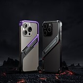 Недорогие Чехлы для iPhone-телефон Кейс для Назначение айфон 16 про макс iPhone 15 Pro Max iPhone 14 Pro Max iPhone 13 Pro Max Кейс на заднюю панель со стендом Защита от удара Металл