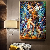 olcso Portrék-kézzel készített olajfestmény vászon fali művészet dekoráció figura absztrakt kés rajz színes tánc lakberendezéshez hengerelt keret nélküli feszítetlen festmény