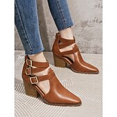 levne Block Heels-Dámské Podpatky Venkovní Denní Blokovat patu Palec do špičky Na běžné nošení Minimalismus Umělá kůže Spona Modrá Hnědá