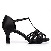 cheap Latin Shoes-Women&#039;s Latin Dance Shoes with Strappy Design, Satin Open-Toe Ballroom Heels for Professional and Social Dancing