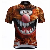 Men's Cycling Jersey Cartoon Short Sleeve Bike Tee Tshirt Top with 3 Rear Pockets Mountain Bike MTB Road Bike Cycling Quick Dry Front Zipper Wicking Sports Brown Khaki Clothing Apparel4