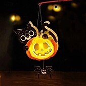 economico Luci di Halloween-decorazioni lanterna zucca di Halloween - luce notturna fai da te, oggetti di scena fatti a mano, lanterna portatile per bambini per giochi in costume, allestimento per atmosfera festosa