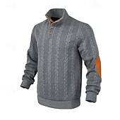 economico Felpe di base-Per uomo Felpa Nero Giallo Cachi Grigio scuro Colletto Mao Color Block Jacquard Collage Sportivo Giornaliero Per eventi Strutturato Streetwear Essenziale Informale Autunno inverno Abbigliamento Felpe